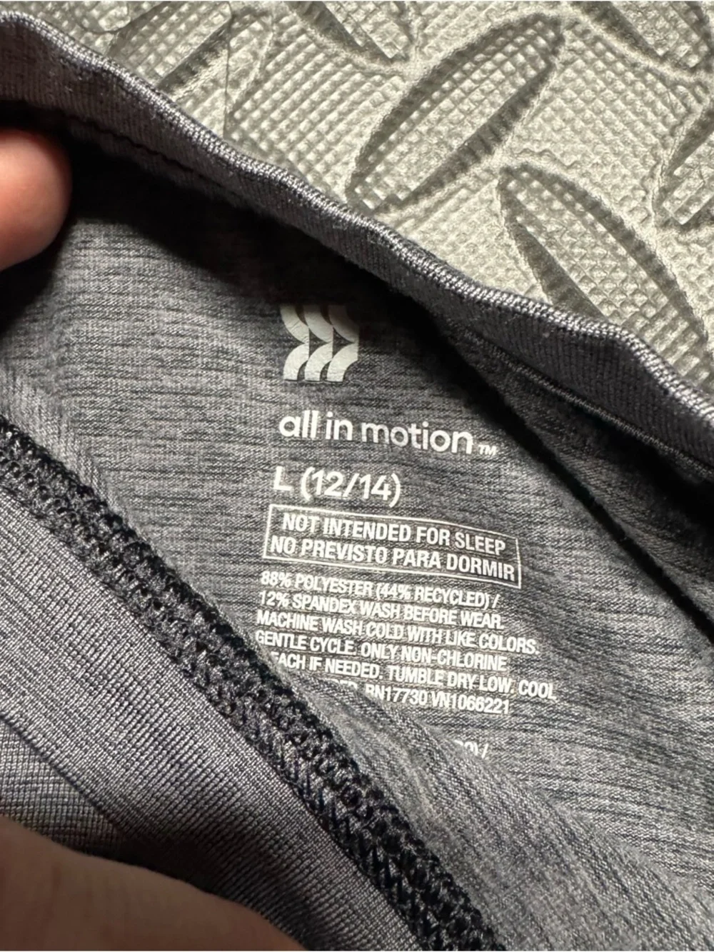 All In Motion Gray Long Sleeve Athletic Top L 12/14 Active Stretch